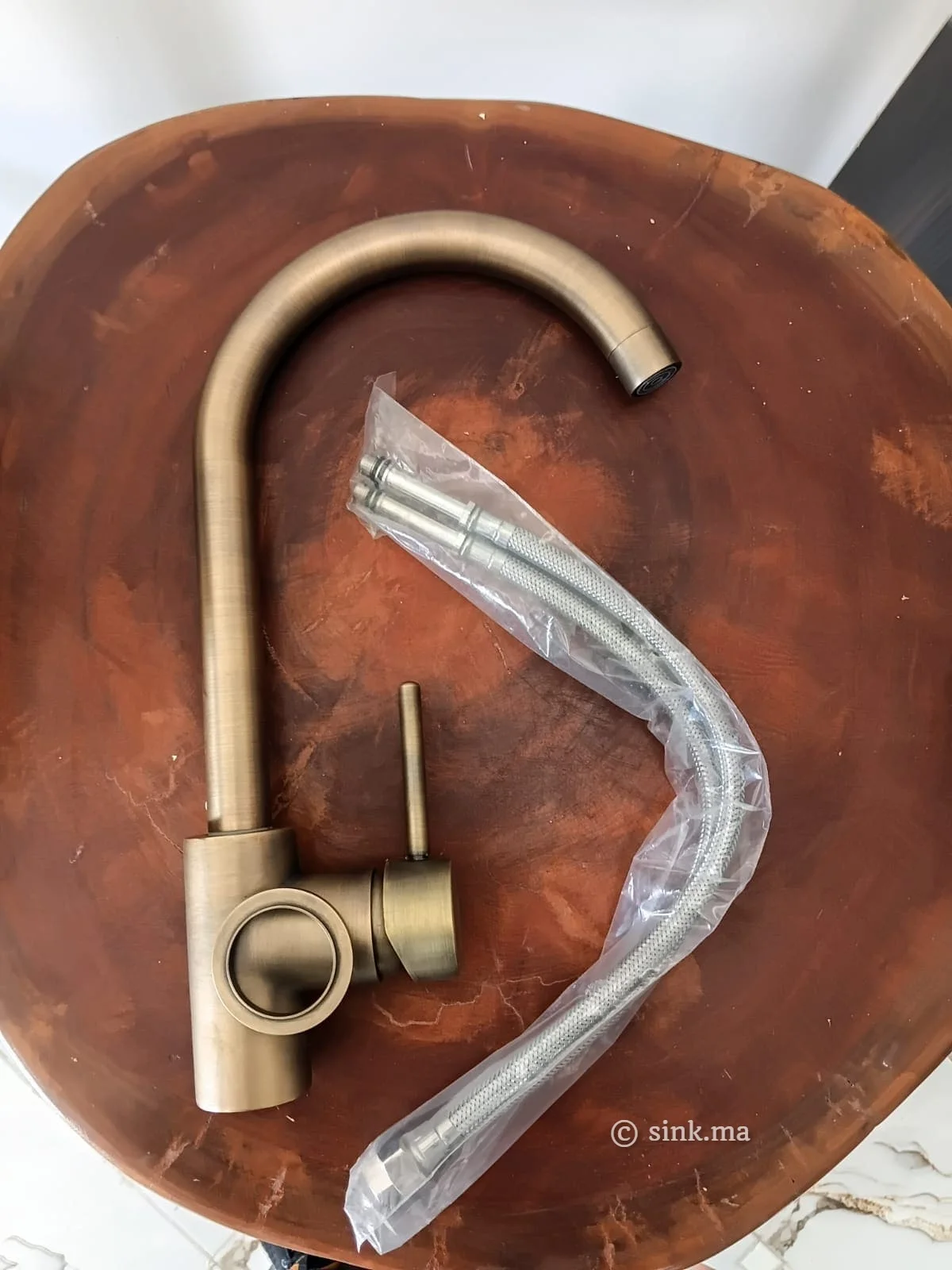 Swan Neck Unlacquered Brass faucet, Unlacquered Brass Bathroom Faucet, free shipping