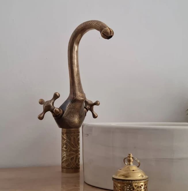 Handcrafted Aged Brass Basin Tap . Bar Faucet Modern Bathroom Tap free shipping