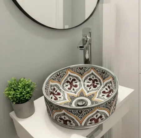 Vessel Sink | Bathroom Basin – Handmade Moroccan Ceramic Sink  free shipping