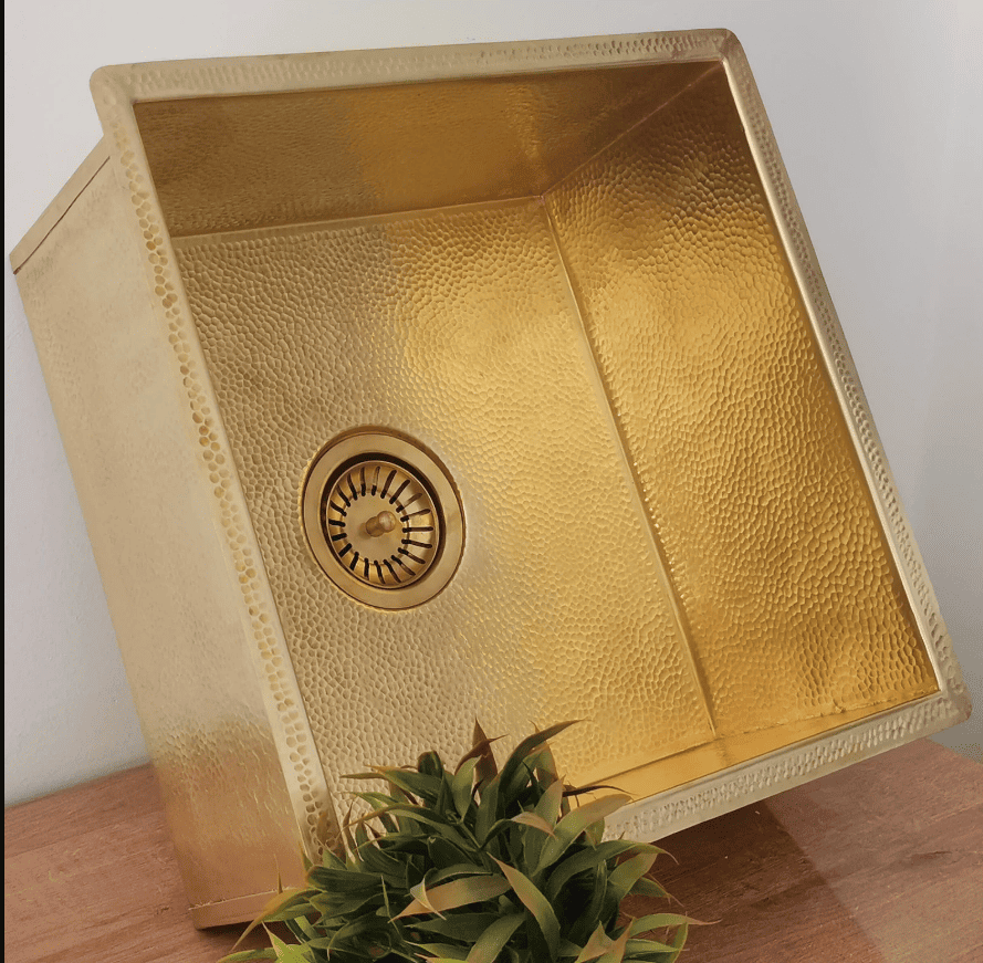 Solid Unlacquered Brass Undermount Hammered Sink,Kitchen Bar Sink, Island Sink, the drain for free.