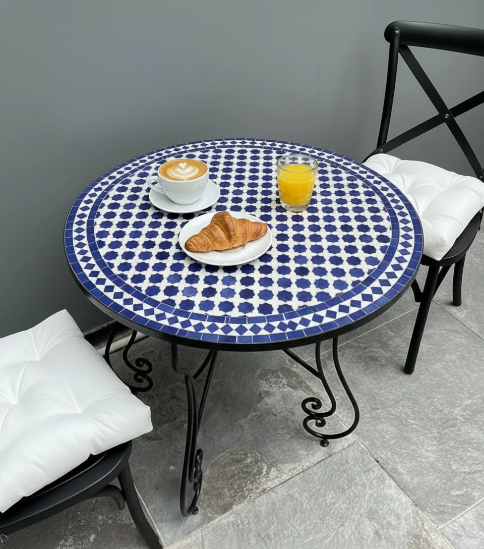Moroccan Mosaic Bistro Table, Green Tile table, Outdoor Dining free shipping