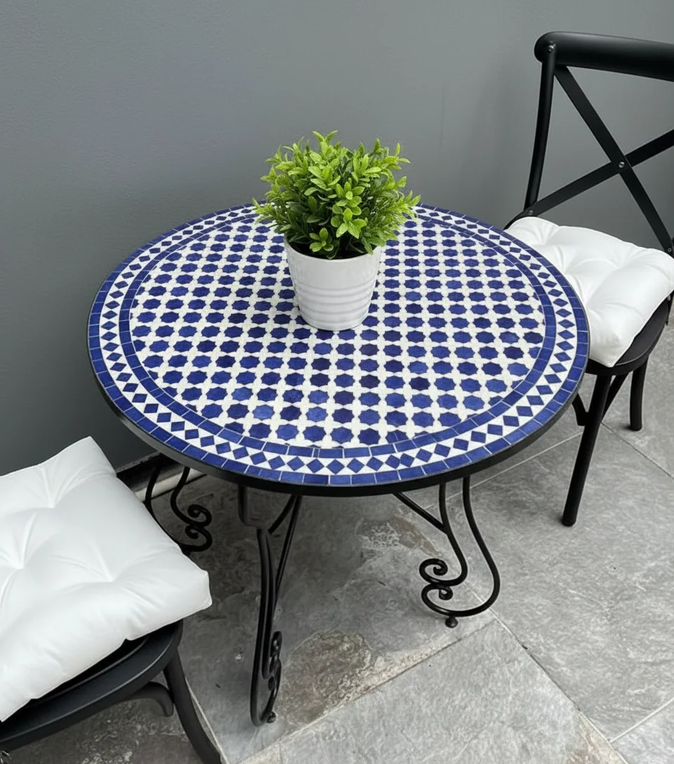 Moroccan Mosaic Bistro Table, Green Tile table, Outdoor Dining free shipping