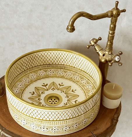 Mustard Yellow Custom Made Ceramic Sink - Bathroom Vanity Centerpiece for Eco-Friendly Decor