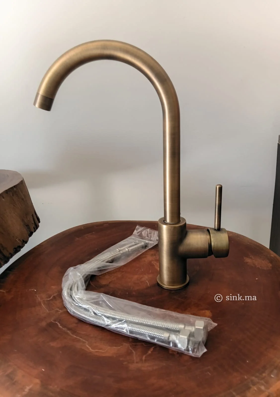 Swan Neck Unlacquered Brass faucet, Unlacquered Brass Bathroom Faucet, free shipping