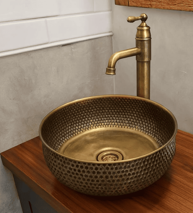 Handmade Hammered Brass Sink – Vintage Bathroom Vessel free shipping