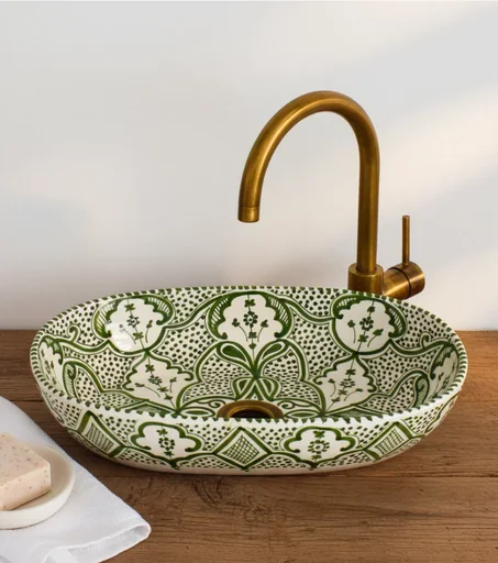 Oval Ceramic Bathroom Basin, Colorful Artisanal Sink for Vanity free shipping