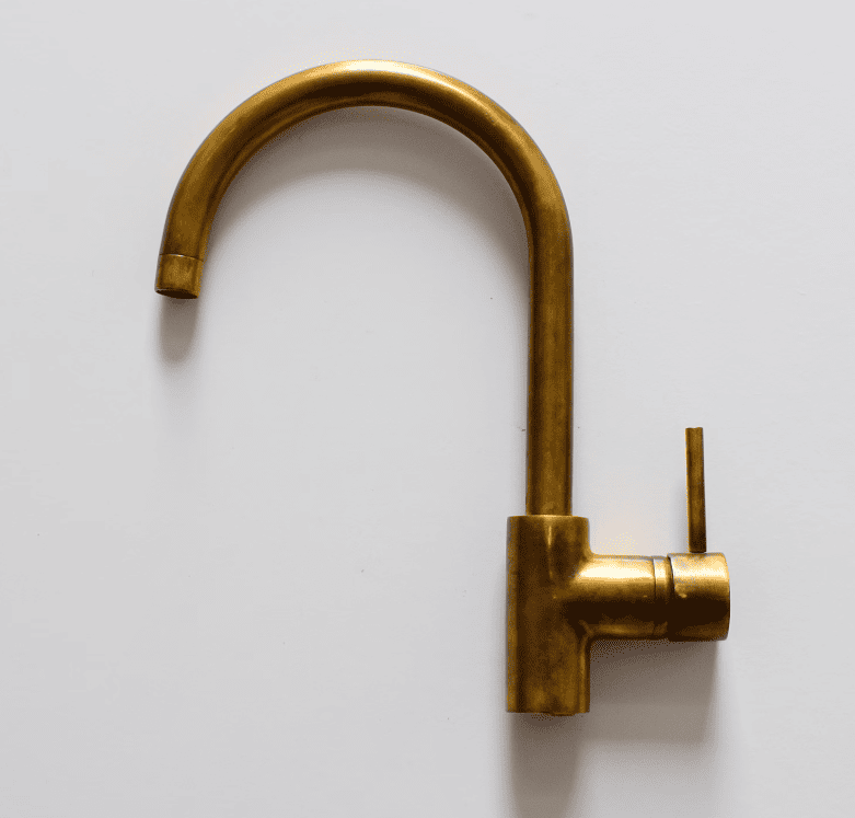 Swan Neck Unlacquered Brass faucet, Unlacquered Brass Bathroom Faucet, Island Faucet,