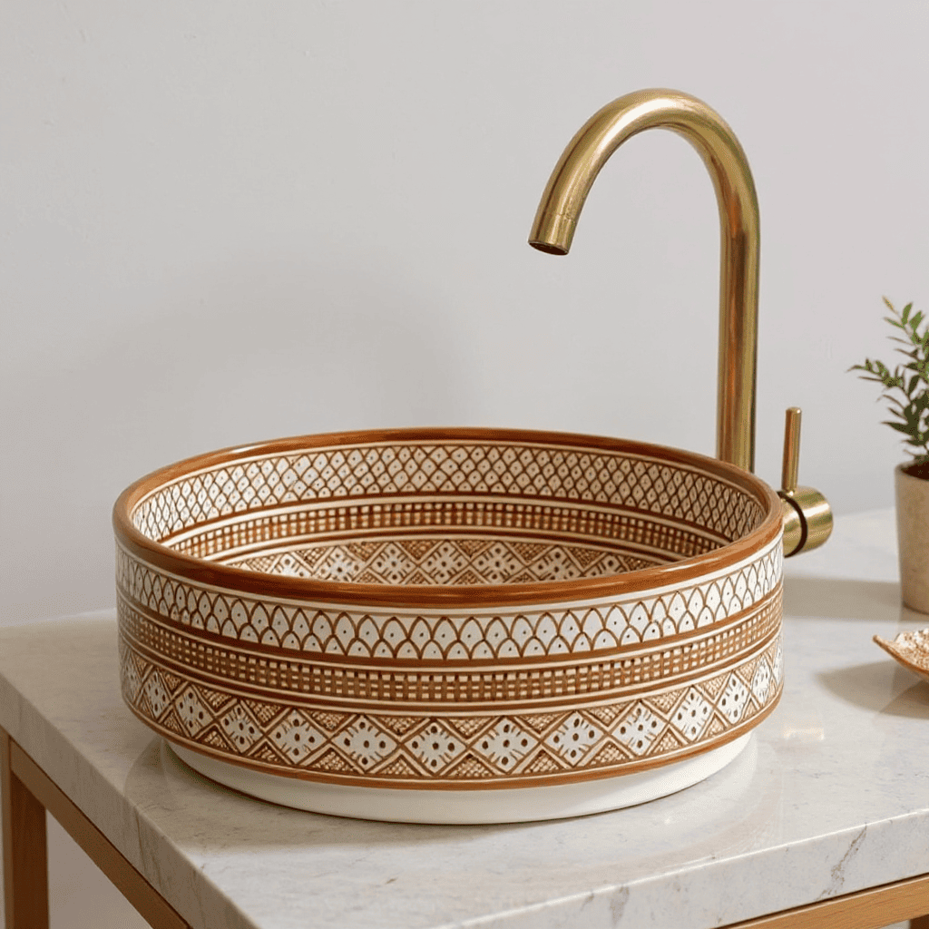 Moroccan Sink – Authentic Hand-Painted Ceramic Basin | free shipping
