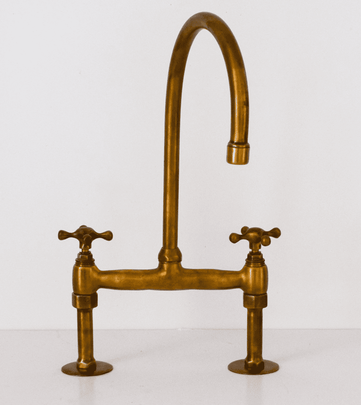 brass Bridge Faucet, unlacquered brass faucet- Kitchen Faucet