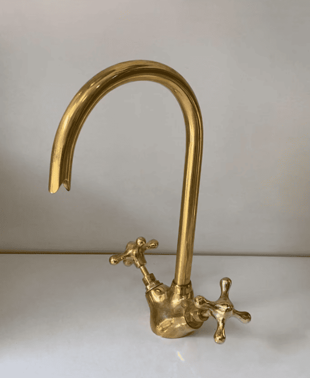 kitchen Brass faucet, Unlacquered Brass Bathroom Faucet, handmade Faucet