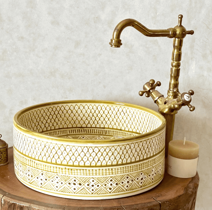 Mustard Yellow Custom Made Ceramic Sink - Bathroom Vanity Centerpiece for Eco-Friendly Decor