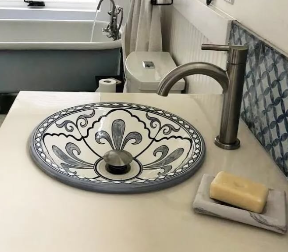 Authentic Moroccan Sink – Hand-Painted Ceramic Wash Basin | Boho Bathroom Decor