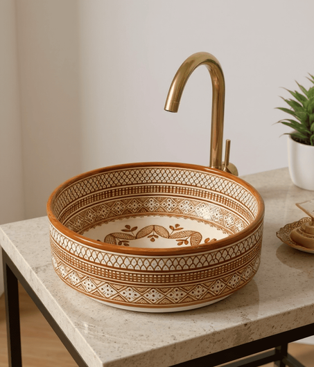 Moroccan Sink – Authentic Hand-Painted Ceramic Basin | free shipping