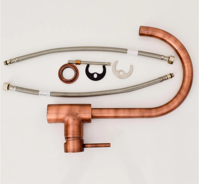 Swan Neck Unlacquered Copper faucet, Unlacquered Copper Bathroom Faucet, Island Faucet