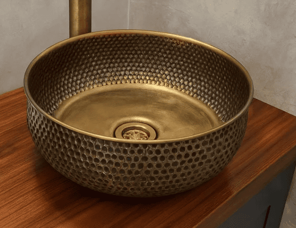 Handmade Hammered Brass Sink – Vintage Bathroom Vessel free shipping