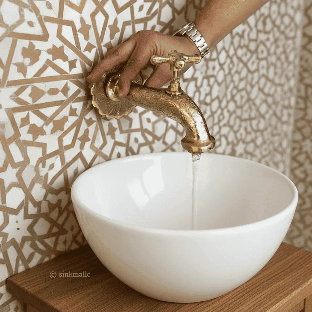 Solid Brass Wall Mounted Faucet | Moroccan Artisan Bathroom Sink Tap.handmade faucet