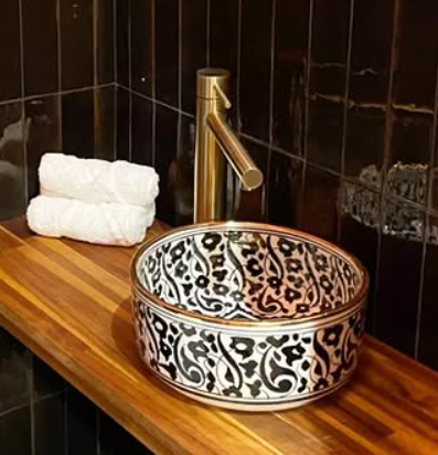 Moroccan Bathroom Sink – Handmade Ceramic Countertop Vessel free shipping