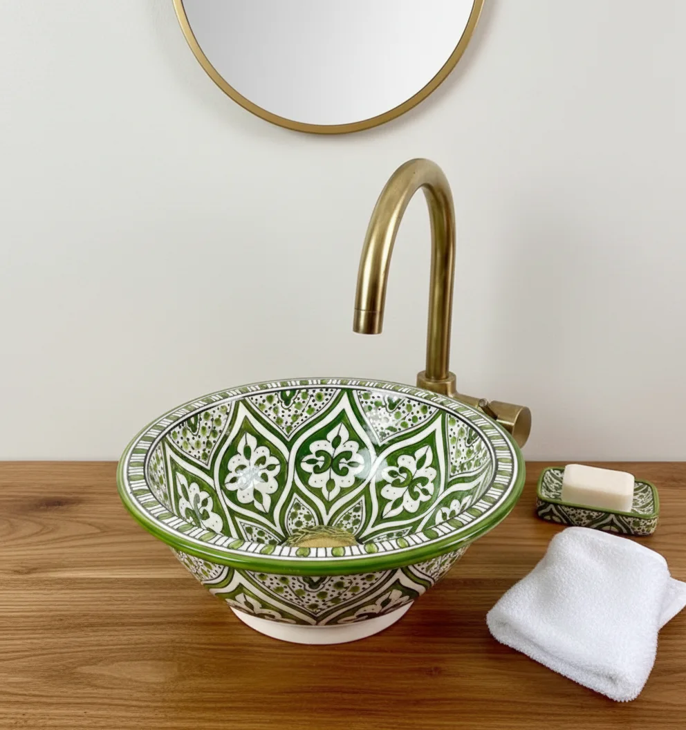 Ceramic Vessel Sink – Vanity Basin for Bathroom, Farmhouse & Boho Decor | Free Shipping