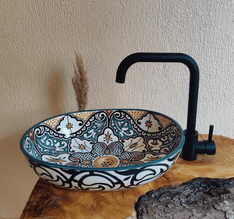 oval Ceramic Vessel Sink - Oval Artisan Basin for Modern Bathrooms