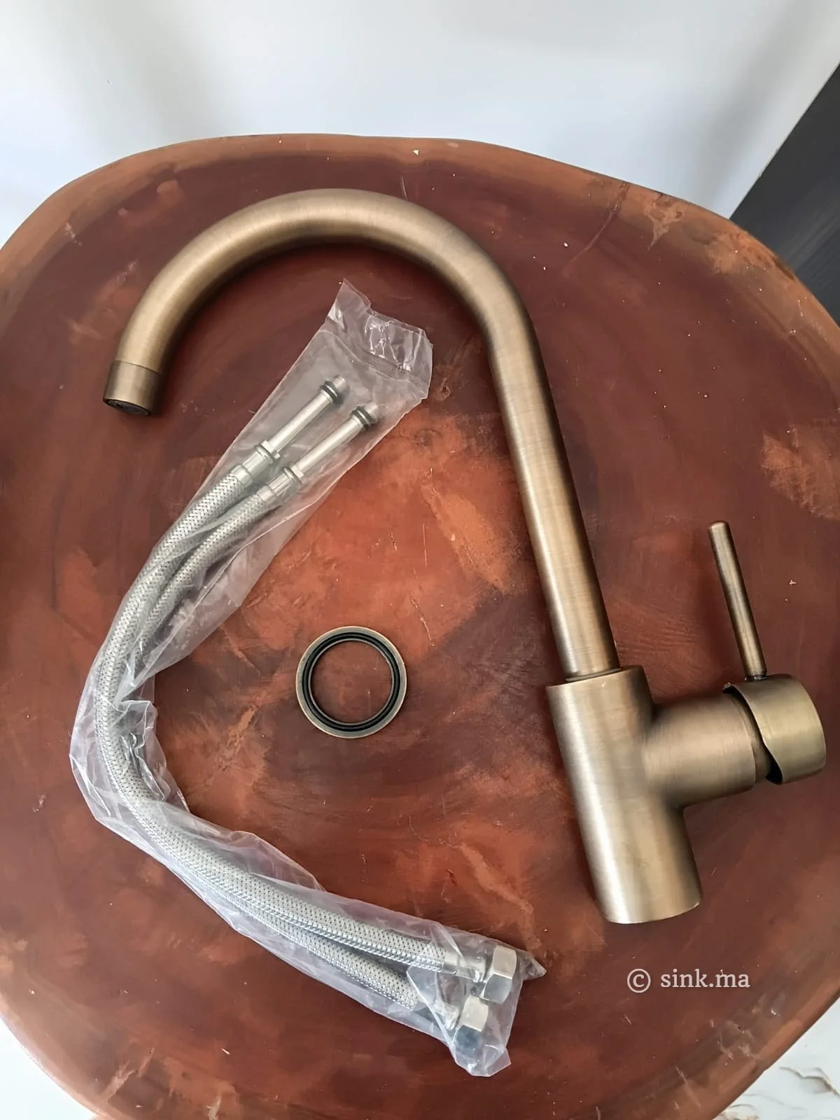 Swan Neck Unlacquered Brass faucet, Unlacquered Brass Bathroom Faucet, free shipping