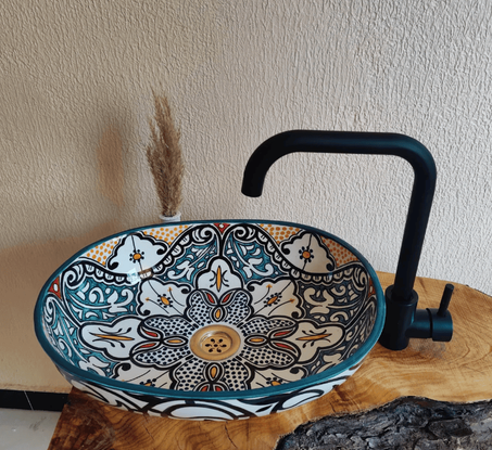 oval Ceramic Vessel Sink - Oval Artisan Basin for Modern Bathrooms