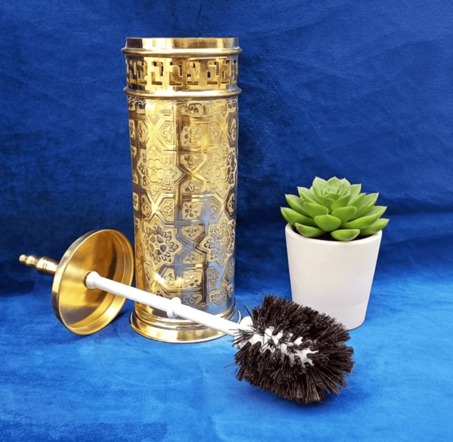 Brass Toilet Brush Holder | Vintage Elegant Bathroom Decor Accessory