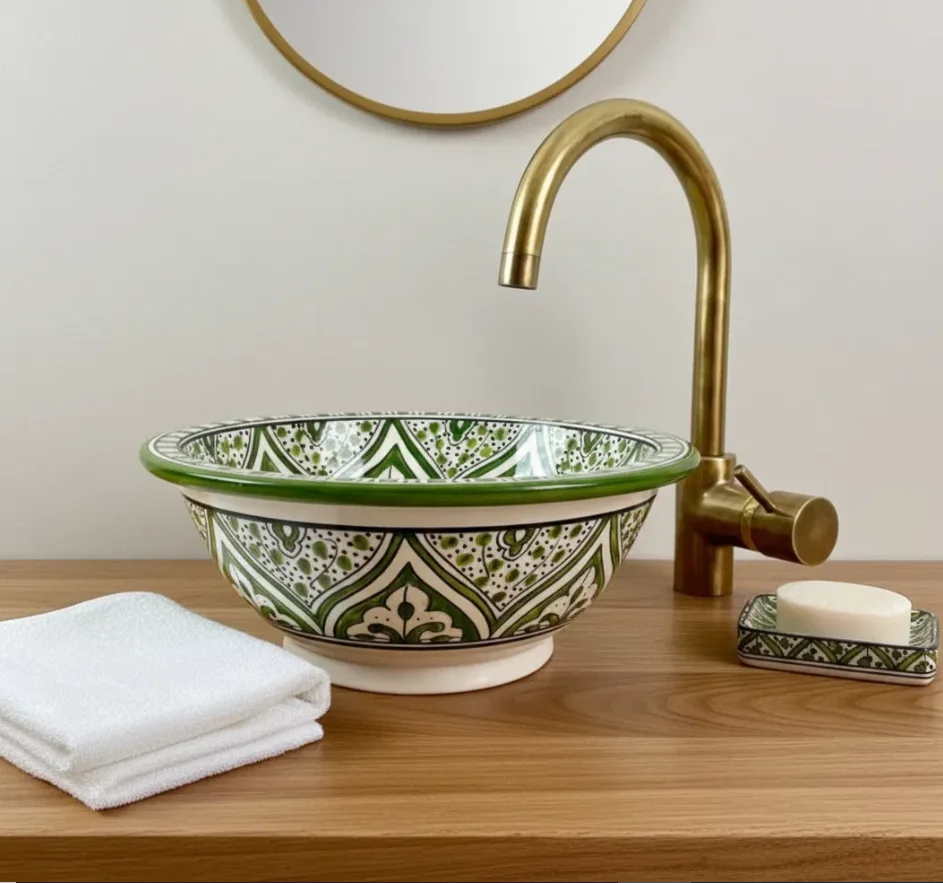 Ceramic Vessel Sink – Vanity Basin for Bathroom, Farmhouse & Boho Decor | Free Shipping
