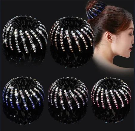 Hair Clamp Black Plastic Jeweled - مشبك شعر بلاستيك أسود مرصع بالجواهر