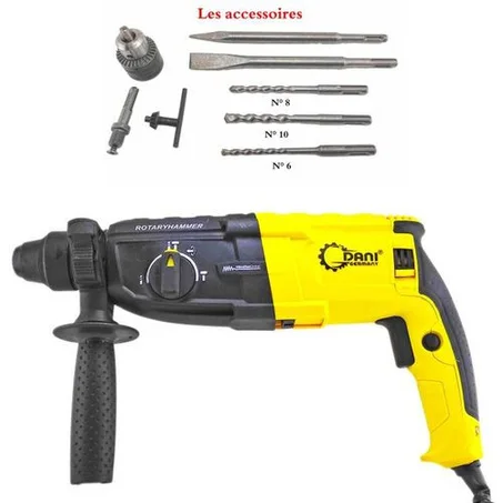 Dani Marteau perforateur et percussion 950W + Mandrin & Accessoires - مثقاب مطرقة