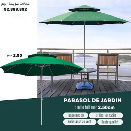 Parasol 2.50m pour jardin/plage double toile