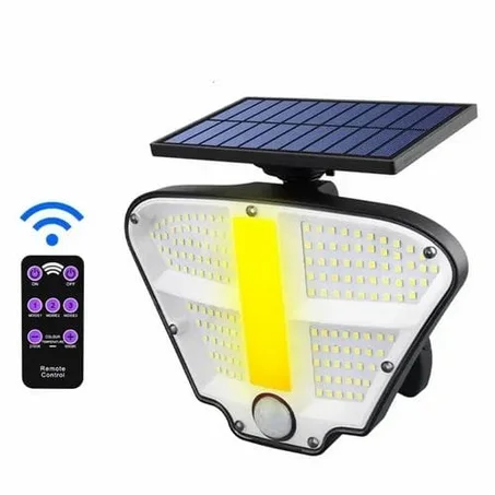 كُشّاف شمسي خارجي بمستشعر حركة  أوضاع إضاءة، لوحة شمسية منفصلة وريموت كنترول