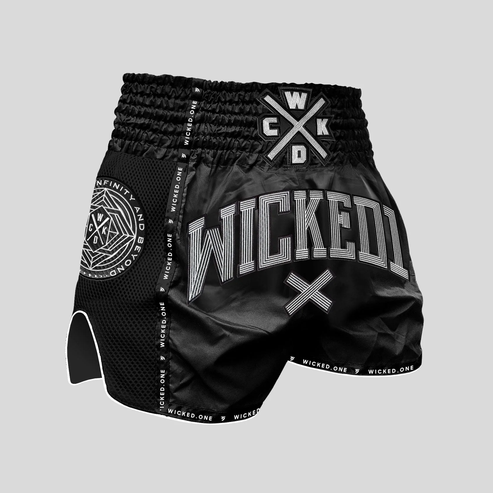 MUAY THAI CROSS-LINE SHORTS BLACK