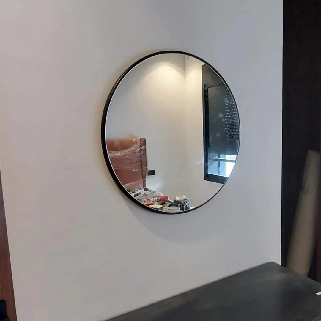Miroir rond cadre peinture laqué