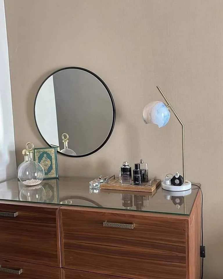 Miroir rond cadre peinture laqué