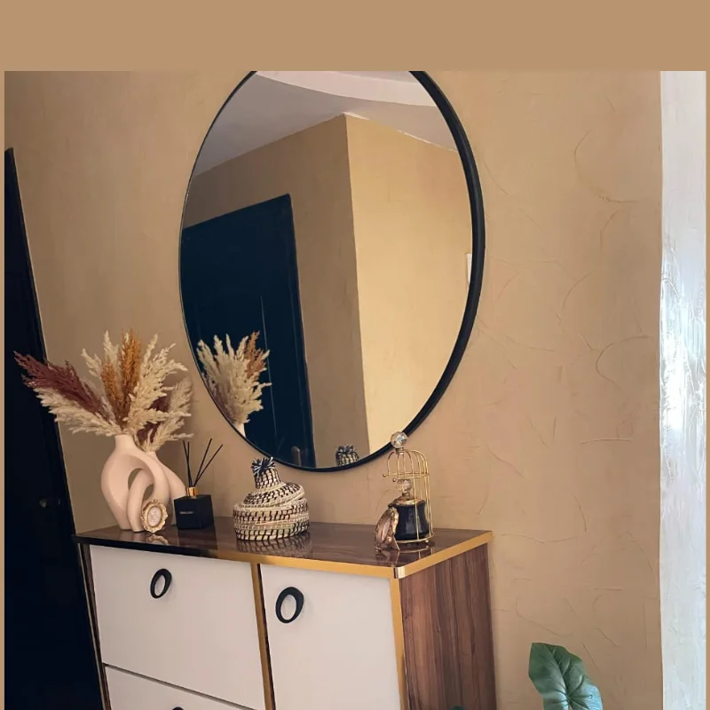 Miroir rond cadre peinture laqué