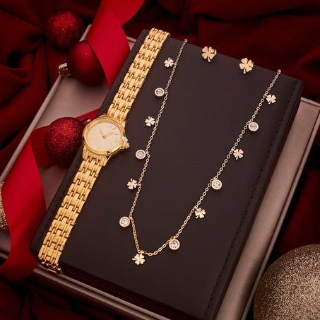 Montre-bracelet et chaîne de cou pour femme de luxe au design sophistiqué et moderne