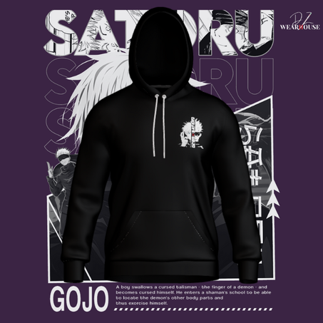 Sweat à Capuche Oversize Gojo - 100 % Coton, Inspiré par Jujutsu Kaisen