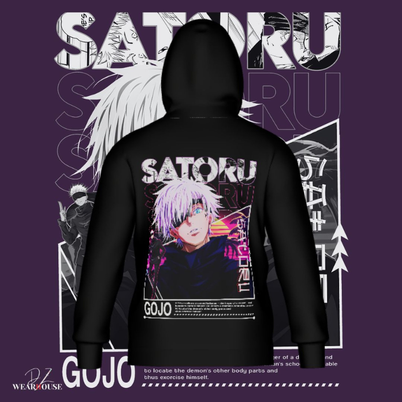 Sweat à Capuche Oversize Gojo - 100 % Coton, Inspiré par Jujutsu Kaisen