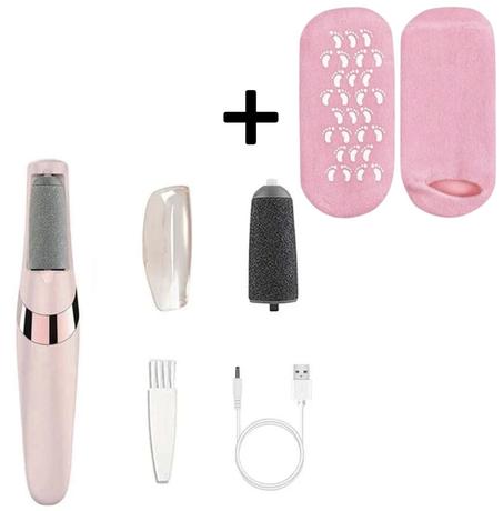 مقشر القدمين الكهربائي+جوارب السلكون