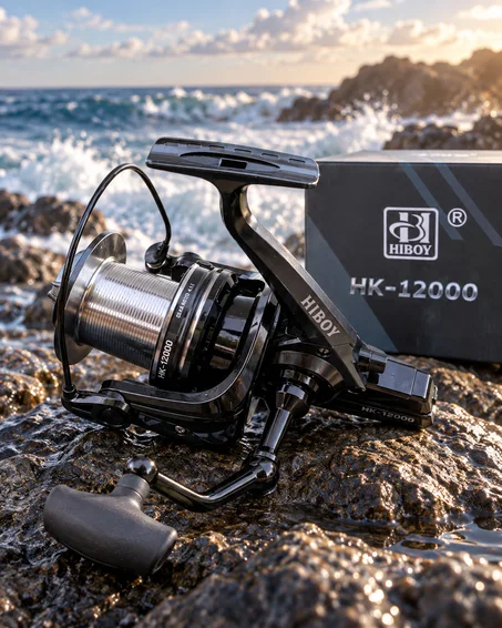 🎣 بكرة صيد HIBOY HK-12000 الاحترافية – قوة وتحمل للرمي البعيد وصيد الأسماك الكبيرة