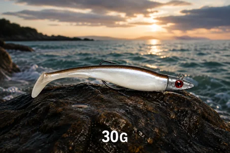 30Gطُعم صيد سيليكون واقعي برأس معدني وخطاف قوي – Paddle Tail Fishing Lure