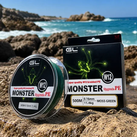 خيط صيد MONSTER W12 Upgrade PE –  500 متر (Moss Green)
