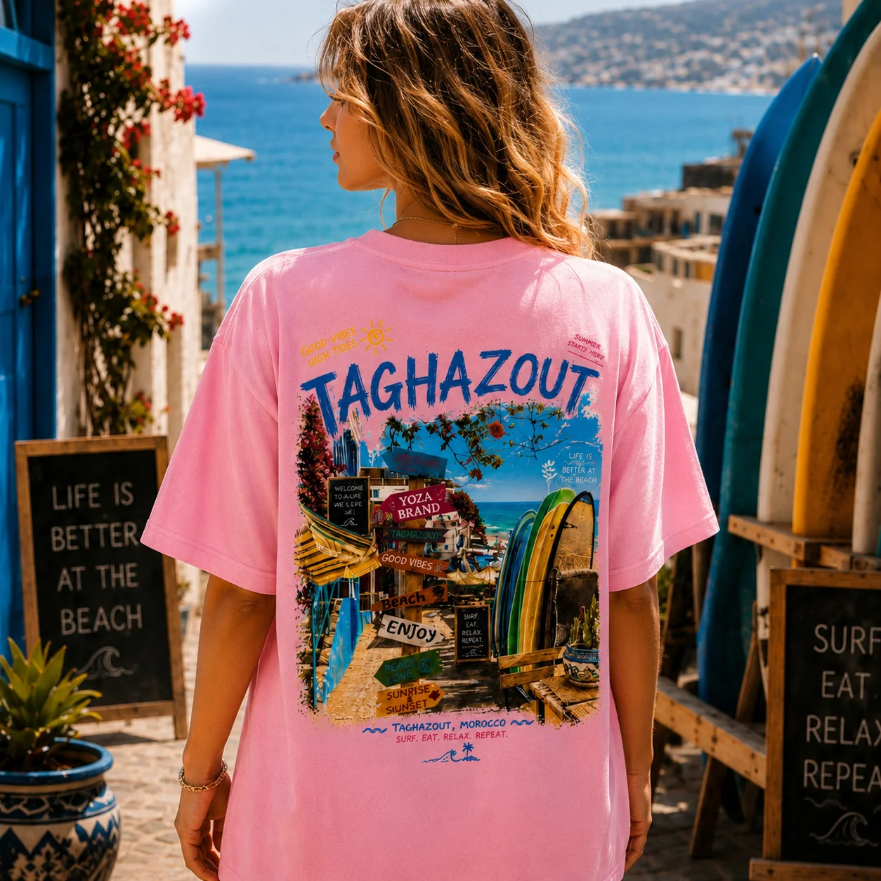 ( PINK ) T-SHIRT TAGHAZOUT VIBES
