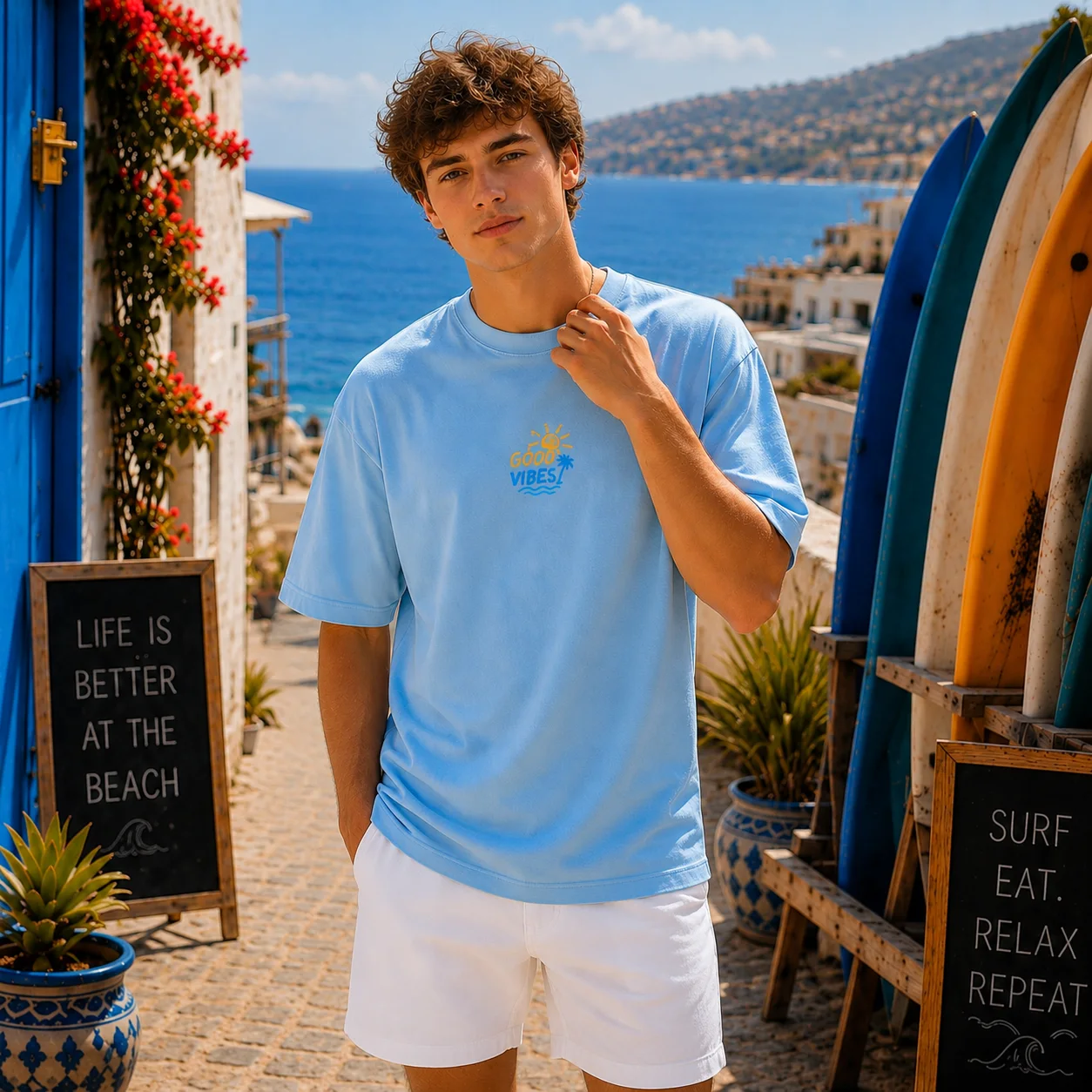 ( SKY BLUE ) T-SHIRT TAGHAZOUT VIBES