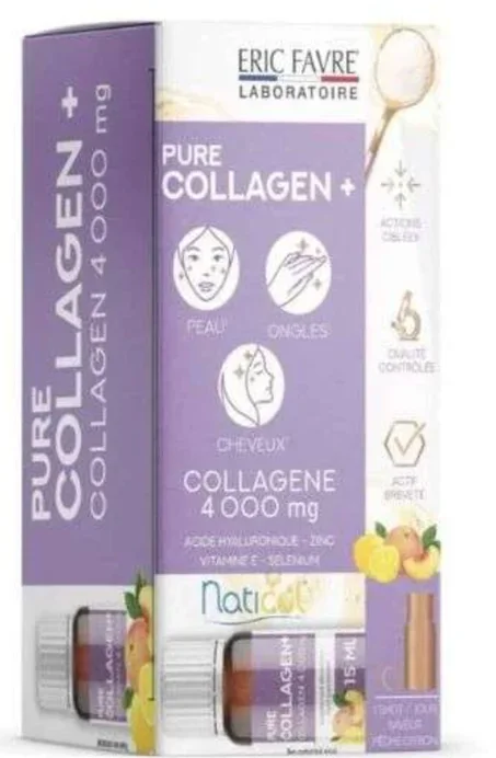 ERIC FAVRE PURE COLLAGEN PLUS SAVEUR PECHE CITRON 10 AMPOULES 15 ML