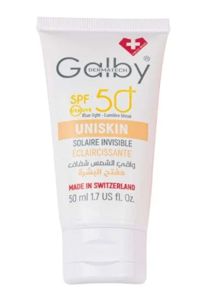 GALBY UNISKIN CREME SOLAIRE INVISIBLE ECLAIRCISSANTE SPF50+ 50 ML