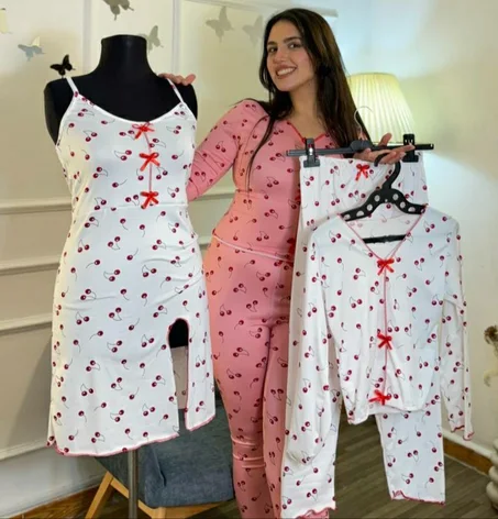 pyjama cerise 3 pièces