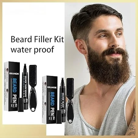 مجموعة قلم ملء اللحية من جيه دي ليفر تصفيف المقاوم للماء كاملة للعناية باللحية للحصول على مظهر طبيعي أكثر اكتمالا وسمكا مقاوم للتلطخ ويدوم طويلا بني جيدليفر