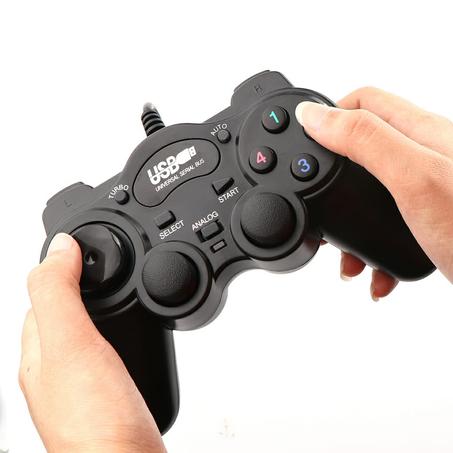 Manette de jeu filaire USB 2.0 noire pour PC Windows 10 Gaming