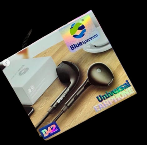 Generic Blue Spectrum D42 Pure Sound In Ear Headphones - Black, Wired